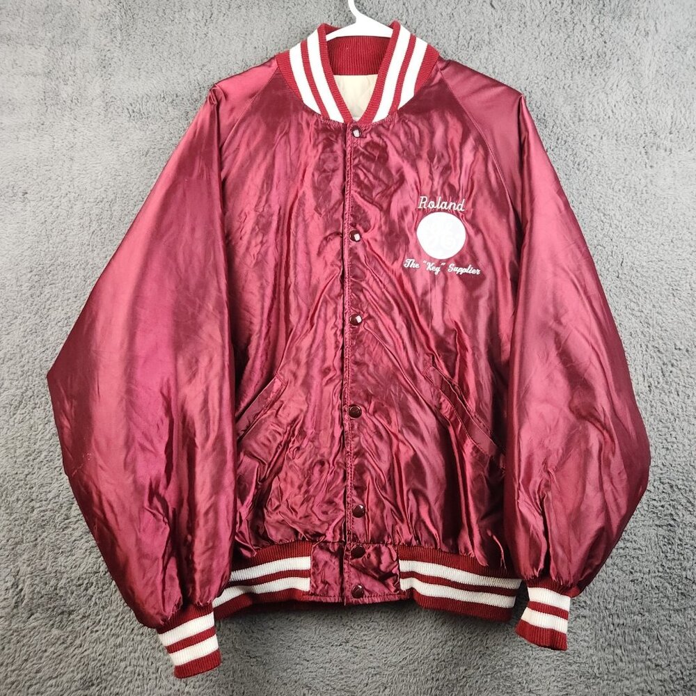 VTG Satin Bomber Jacket Men's XL GE General Electric Quilted Snap Front USA Made